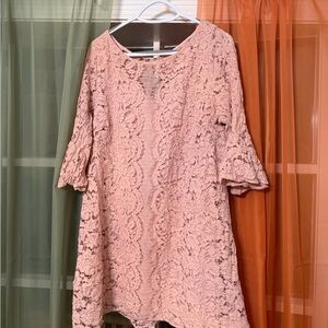 Lane Bryant Pink Lace Mini Dress